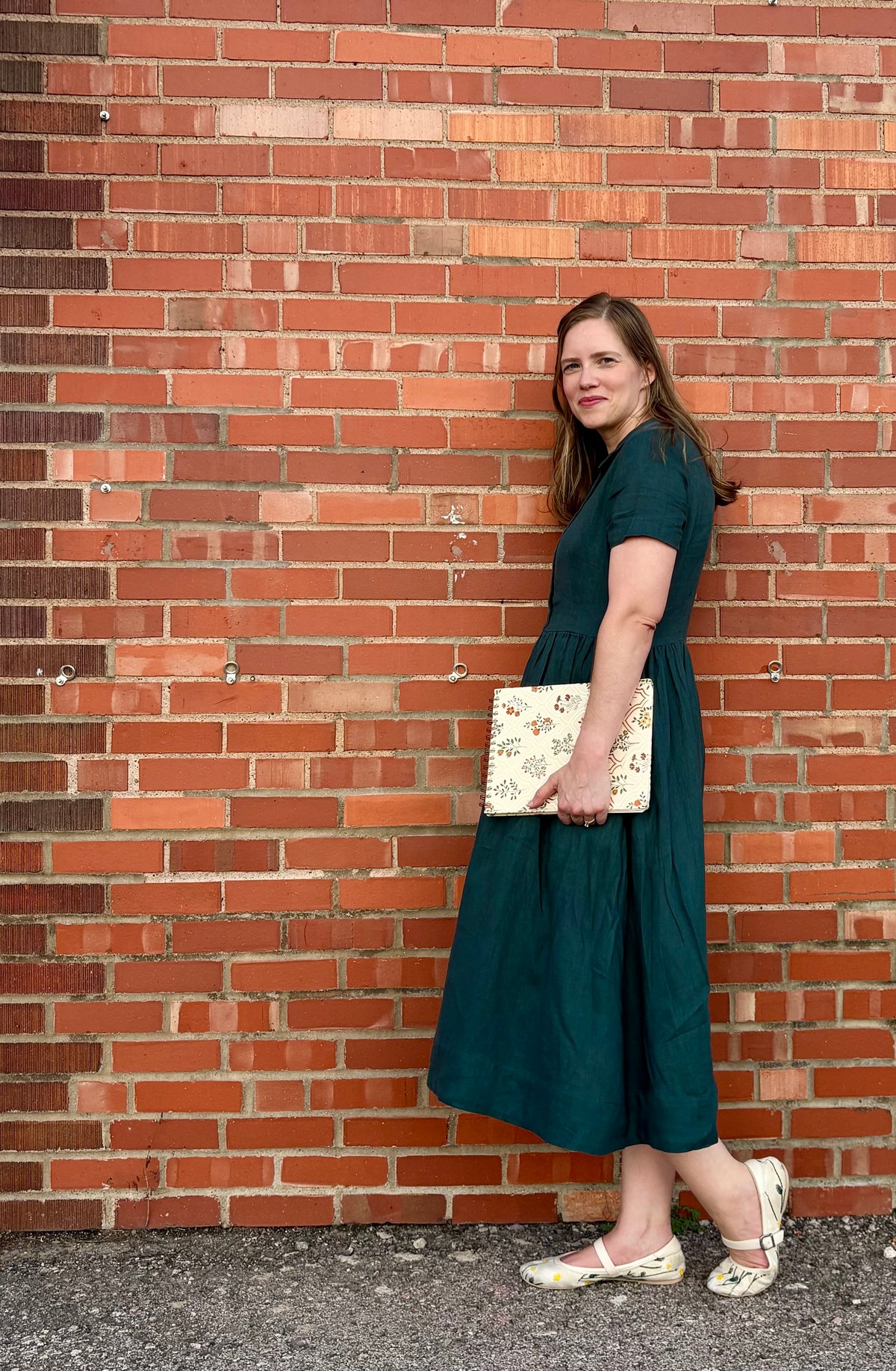 Lisette — Forest Green Linen Midi Dress