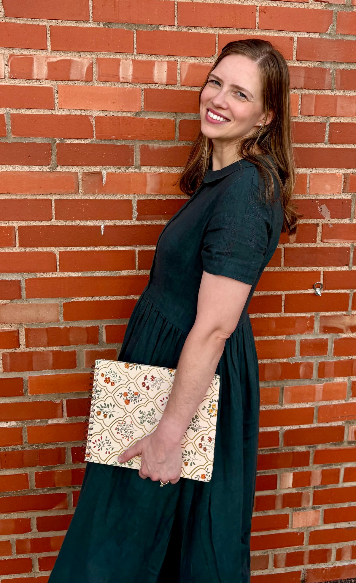 Lisette — Forest Green Linen Midi Dress