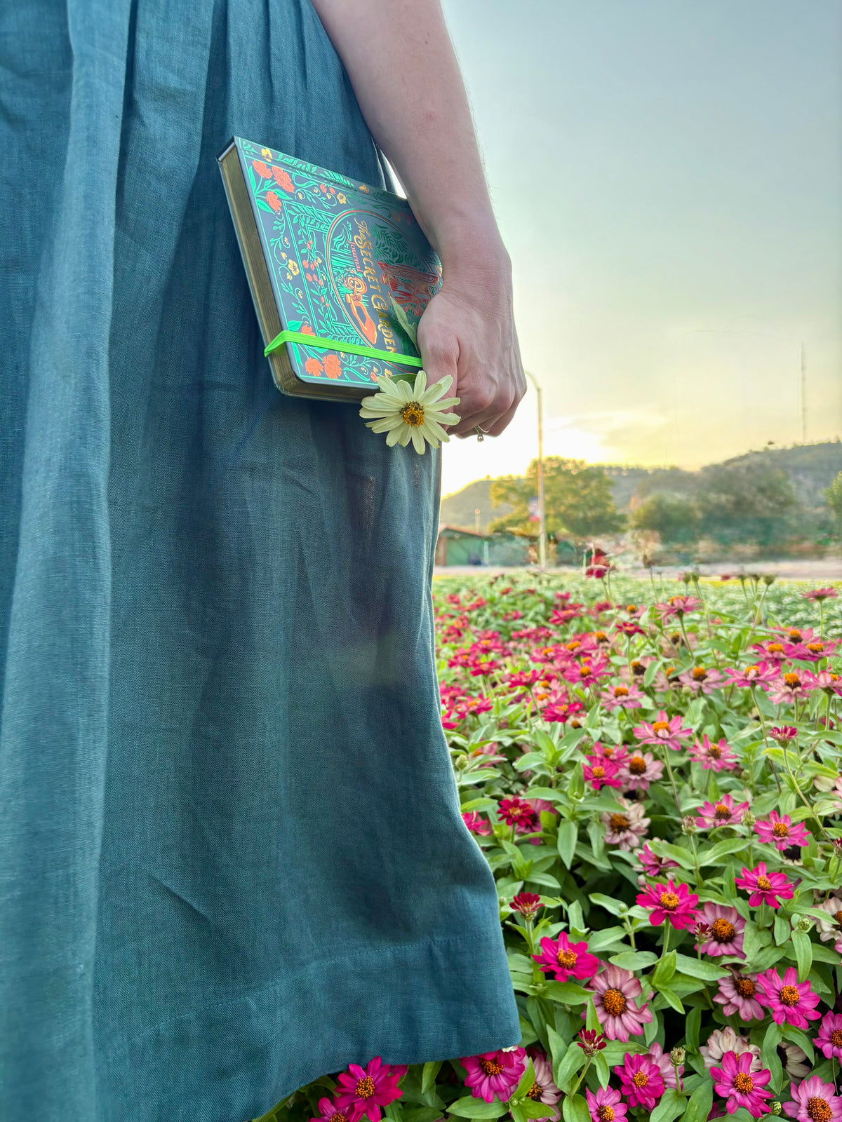 Lisette — Forest Green Linen Midi Dress