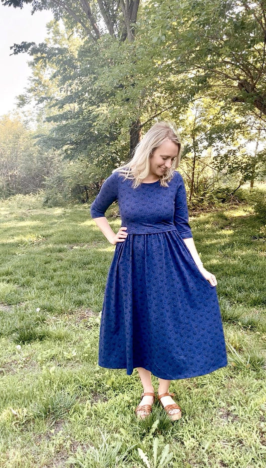 Midnight Rose Women's Floral Midi Dress