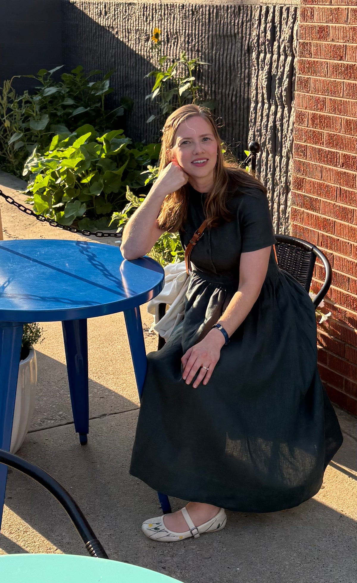 Lisette — Forest Green Linen Midi Dress