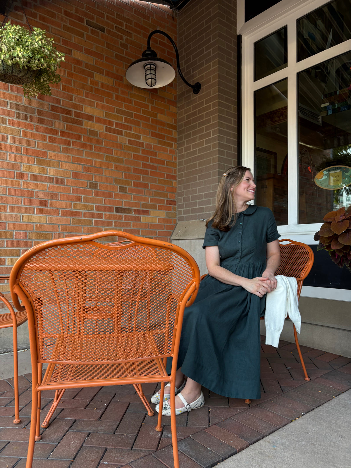 Lisette — Forest Green Linen Midi Dress