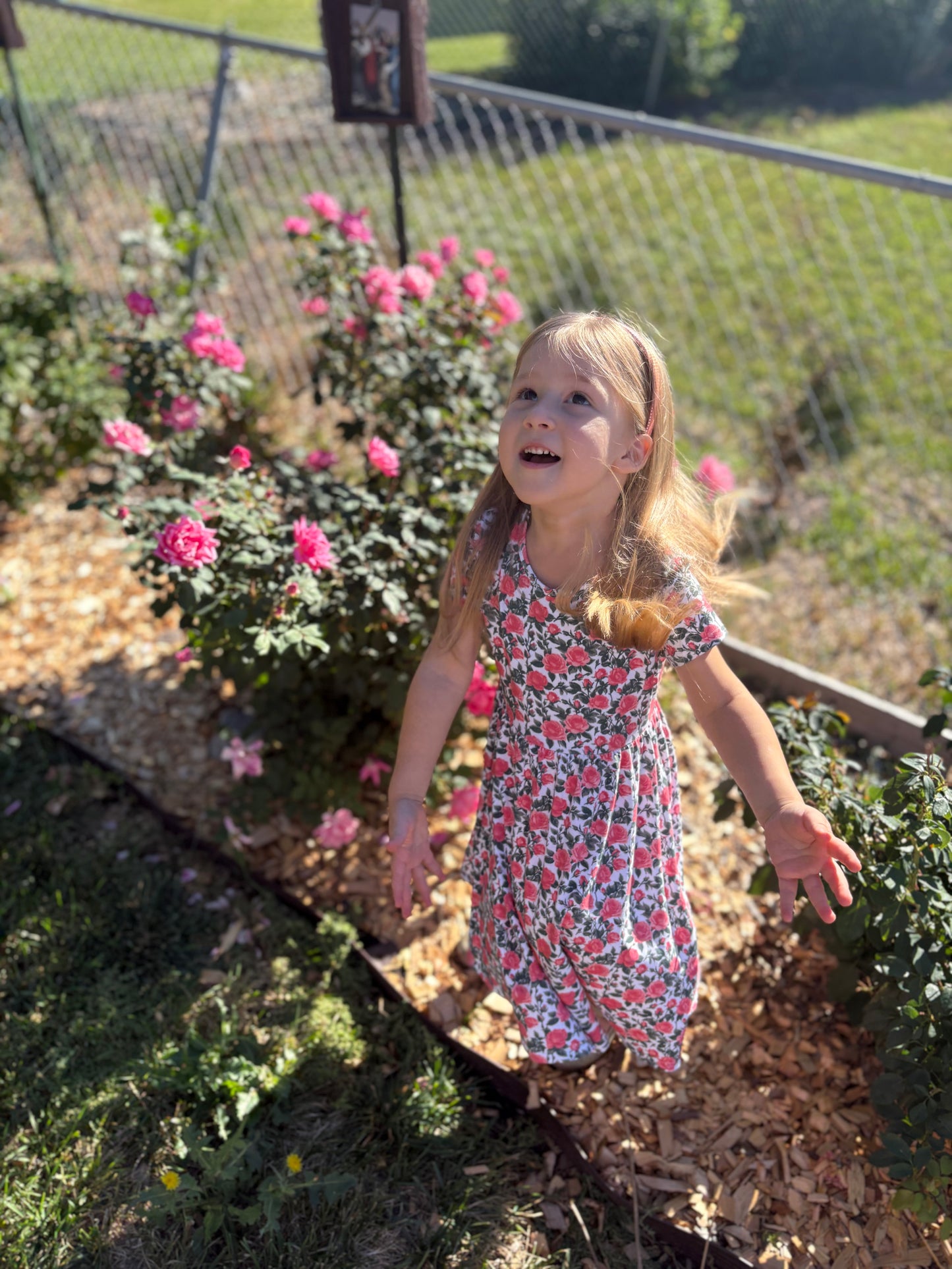 Little Girls Shower of Roses Dress