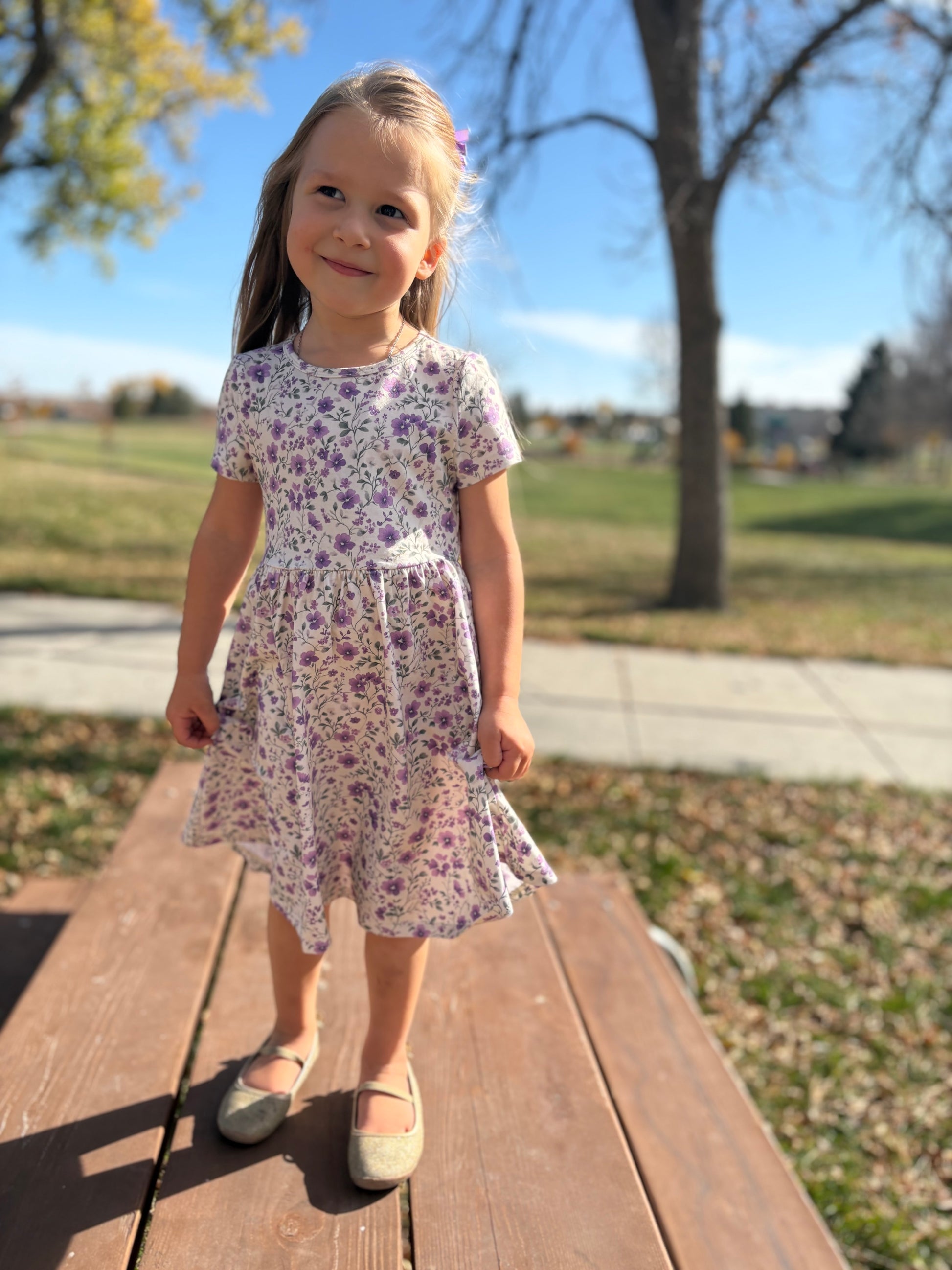 cotton dresses for girls Little Girls Pansy Resilience Floral Cotton Dress – Poppy Joy Dresses